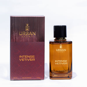 Urban Intense Vetiver Eau de Parfum for Men 100ml with vibrant packaging and bottle design.