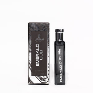 Urban Scent Emerald Oudh Eau De Parfum for Men - 15ML bottle and packaging on white background.
