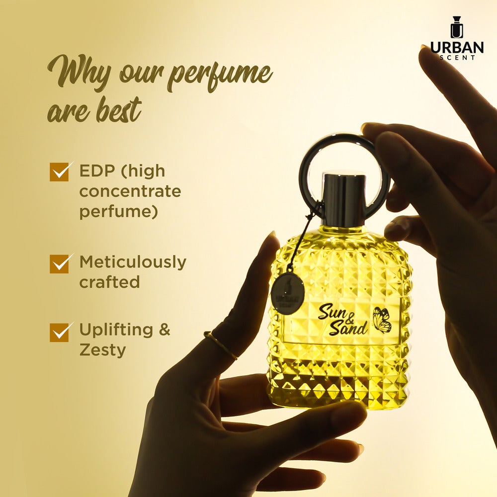 Image showcasing Sun And Sand Perfume by Urban Scent highlighting its key features and elegant design.