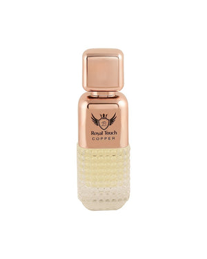 Lyla Blanc Royal Touch Copper Eau De Parfum bottle for men and women, showcasing its elegant design and luxurious scent.
