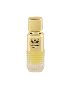 Lyla Blanc Royal Touch Gold Eau De Parfum bottle, luxury fragrance for men and women, 50ml.