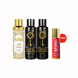 Afzal Non-Alcoholic Sharar, Mudhakir & Aseel Deodorant Combo 200ml + Free Gulabe Oudh 50ml