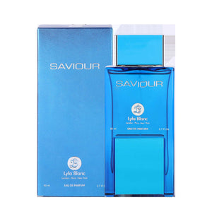 Saviour Blue Spice Eau De Parfume by Lyla Blanc - 80 ml bottle and packaging.