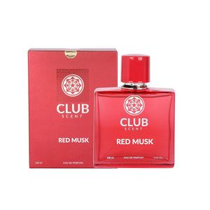 Lyla Blanc Club Red Musk Eau De Parfume 100ml bottle and box packaging displayed on a white background.
