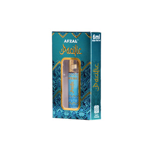 Midnight Parallel Pacific White Oudh Roll On Attar Combo image featuring Pacific attar roll-on in elegant packaging.