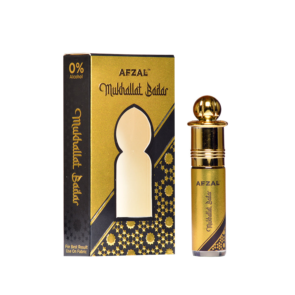 AFZAL-ATTAR MUKHALLAT BADAR, WHITE OUDH & SAFIRE MIDNIGHT, BLUE WAVE ATTAR (COMBO PACK 6ML*4) ROLL-ON PERFUME OIL FOR MEN AND WOMEN