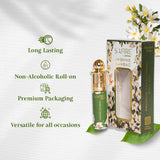 Safire Jasmine Sambac Attar Roll-On – 6ML, Long-Lasting Alcohol-Free, Unisex Floral Perfume Ideal for Sensitive Skin.