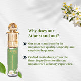 Safire Jasmine Sambac Attar Roll-On – 6ML, Long-Lasting Alcohol-Free, Unisex Floral Perfume Ideal for Sensitive Skin.