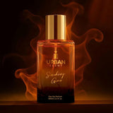 Smoking Gun Eau De Parfum bottle by Urban Scent with a bold flame background, 100ml EDP for unisex.