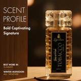 Tobacco Vanilla Eau De Parfum bottle showcasing scent profile and best wear conditions, highlighting bold captivating signature.