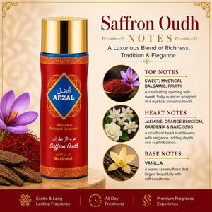 Afzal Saffron Oudh Non-Alcoholic Deodorant Spray 200ml (Pack of 2) – Long Lasting Unisex Fragrance