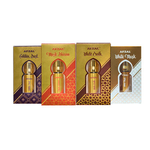 Golden Dust Musk Dhiram White Oudh White Musk Roll On Attar Combo for men and women - set of 4 premium fragrances