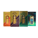 AFZAL-ATTAR MUSK DHIRAM, LAYLATUL JUMA, GOLDEN DUST & SAFIRE MIDNIGHT ATTAR (COMBO PACK 6ML*4) ROLL-ON PERFUME OIL FOR MEN AND WOMEN