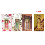 NON ALCOHOLIC ATTAR CHOCO MUSK,DAMASK ROSE, JASMINE SAMBAC (PACK OF 3) + WHITE OUDH  ATTAR