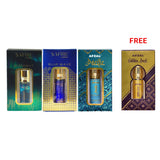 NON ALCOHOLIC ATTAR MIDNIGHT,BLUEWAVE,PACIFIC (PACK OF 3) + GOLDEN DUST ATTAR