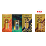 NON ALCOHOLIC ATTAR MUKHALLAT BADAR,MUSK DIRHAM,MIDNIGHT (PACK OF 3) + WHITE OUDH  ATTAR