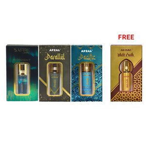 Midnight Parallel Pacific White Oudh Roll On Attar Combo for Men and Women - 6ML set of 4 fragrances
