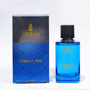 Urban Cobalt Iris Long Lasting Eau De Parfum for Men – 100ml, featuring Iris Eau De Parfum in a sleek blue bottle.