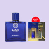 Lyla Blanc Perfume Club Blue Cedar 100ml EDP For Men and Women+Free Afzal Parallel & Safire Blue Wave Attar Roll On - SPECIAL COMBO