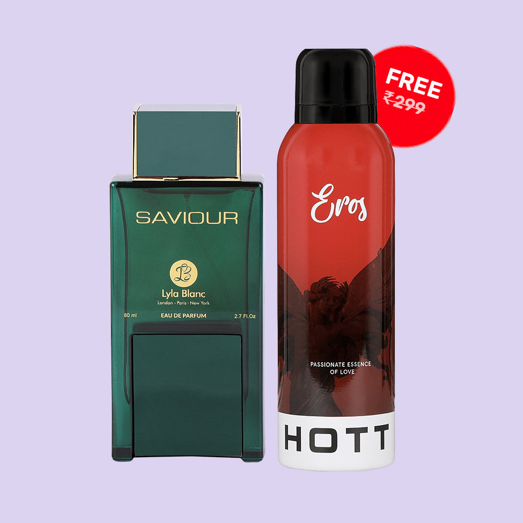 Lyla Blanc Perfume Saviour Saffron Leather 100ml EDP For Men+Free HOTT Eros Deodorant 200 ML - SPECIAL COMBO