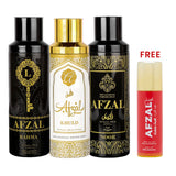 AFZAL Premium Non Alcoholic KHULD, NOOR & RAHMA Deodorant + 50ML GULABE OUDH (PACK OF 3)