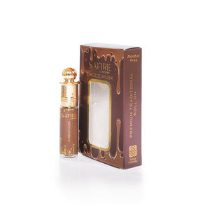Safire Choco Musk Divine and Zafran Sandal Roll On Attar Combo for Men and Women - 6ML packaging and bottle.