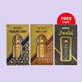AFZAL  MUKHALLAT BADAR & WHITE OUDH ATTAR ROLL ON WITH FREE AFZAL PARALLEL ATTAR - FESTIVE COMBO