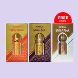 AFZAL MUSK DHIRAM & GOLDEN DUST ATTAR ROLL ON WITH FREE AFZAL WHITE MUSK ATTAR- FESTIVE COMBO
