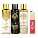 AFZAL Premium Non Alcoholic ROHI, AFSOON & JAMEEL Deodorant + 50ML MUSK DIRHAM (PACK OF 3)