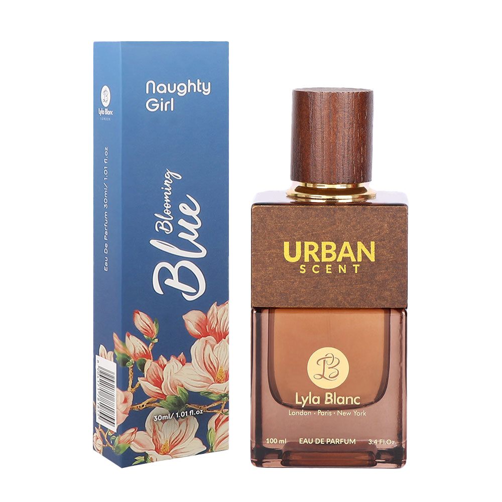 Lyla Blanc Urban Brown Vanilla  and Blooming Blue EDP Combo for Men and Women
