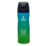 Island Water Deodorant body spray for men and women in a sleek blue and green bottle, 200 ML.