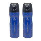 Cobalt Iris Deodorant spray bottles showcasing unisex floral musky fragrance in 200ml packaging.