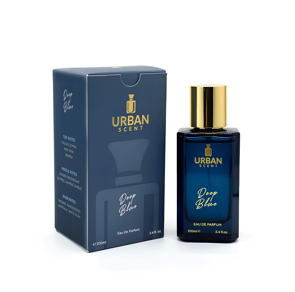 Urban Scent Deep Blue Eau de Parfum unisex fragrance 100ml with box and bottle