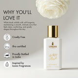 Urban Scent White Musk Eau De Parfum showcases its cruelty-free formula and elegance, highlighting soft longevity and comfort.