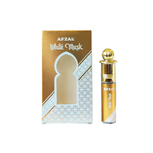 Afzal White Musk Laylatul Juma Blue Wave Midnight Roll On Attar Combo packaging and bottle
