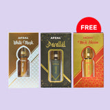 AFZAL  WHITE MUSK & PARALLEL ATTAR ROLL ON WITH FREE AFZAL MUSK DIRHAM ATTAR