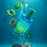 Urban Scent Island Water Unisex Eau de Parfum - 100ml displayed under water with fruits and vibrant colors.