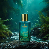 Urban Scent Island Water Unisex Eau de Parfum – 100ml bottle surrounded by tropical foliage.