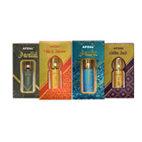 AFZAL-ATTAR MUSK DHIRAM, GOLDEN DUST & SAFIRE PARALLEL, PACIFIC 6ML ATTAR ROLL ON PK4