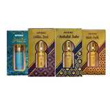 AFZAL-ATTAR GOLDEN DUST MUKHALLAT BADAR WHITE OUDH & SAFIRE PACIFIC 6ML ATTAR ROLL ON PK4