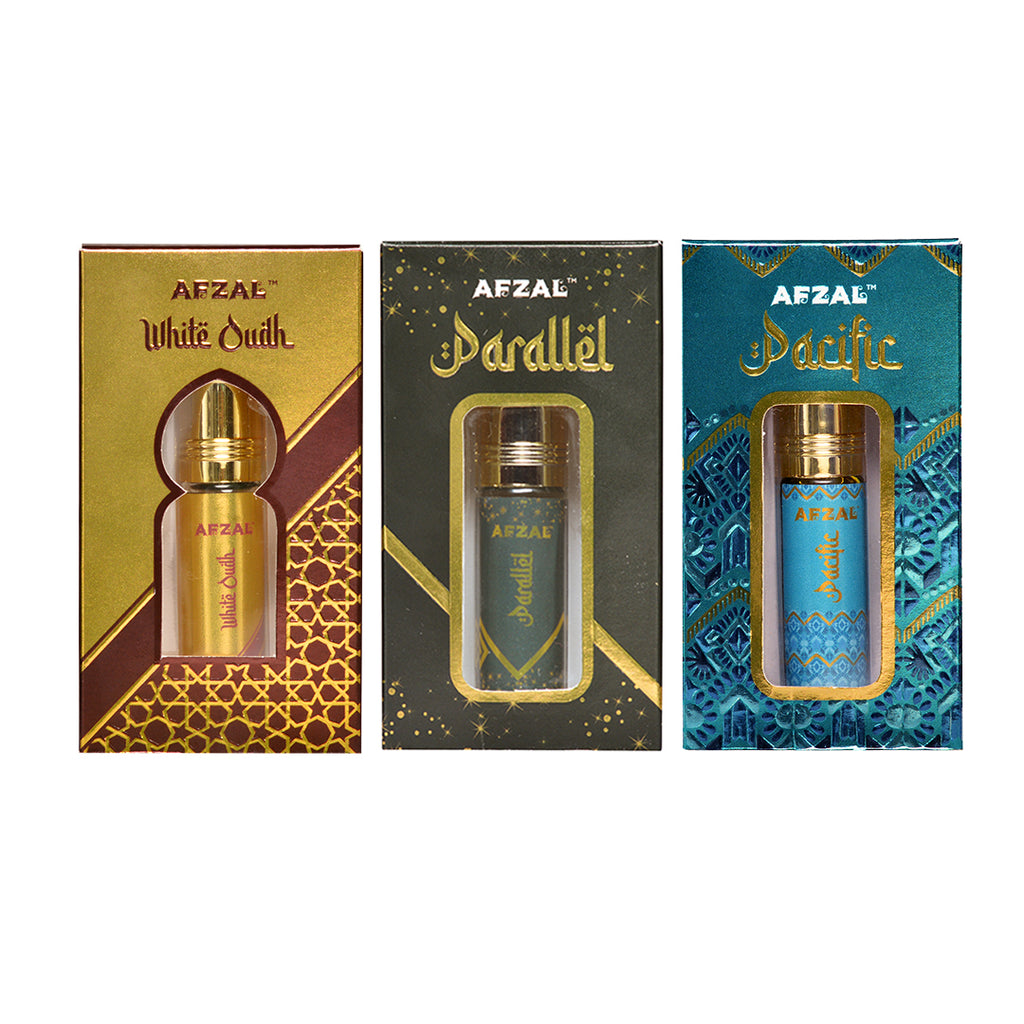 AFZAL WHITE OUDH PARALLEL PACIFIC 6ML ATTAR ROLL ON PK3