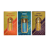 AFZAL-ATTAR MUSK DHIRAM GOLDEN DUST & SAFIRE PACIFIC 6ML ATTAR ROLL ON PK3