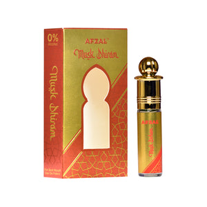 Afzal Musk Dhiram attar bottle and box, part of the Golden Dust Musk dhiram and Parallel Roll On Attar Combo for men and women.