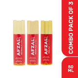 AFZAL Non Alcoholic Musk Dirham, Golden Dust & Mukhallat Oudh Combo Deodorants (Pack of 3)