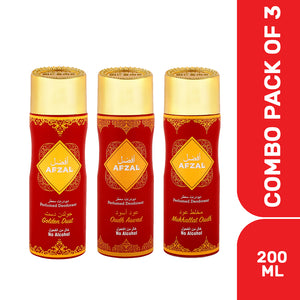 Golden Dust Oudh Aswad and Mukhallat Oudh Deodorant Combo - Set of 3 Non Alcoholic 200 ML