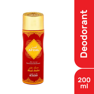 Afzal Non Alcoholic Musk Amber Deodorant Body Spray for Men and Women 200ml