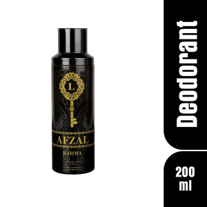 Afzal Non Alcoholic Rahma Deodorant body spray for men and women, 200 ml, offering a refreshing fragrance.