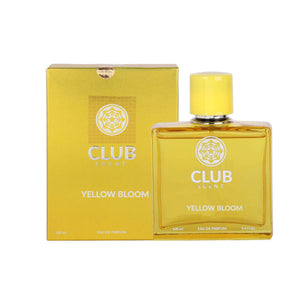 Lyla Blanc Club Yellow Bloom Eau De Parfum 100ml bottle and box packaging on a white background.