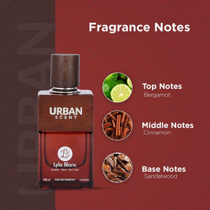 Brown Vanilla Eau De Parfum fragrance notes including bergamot, cinnamon, and sandalwood.